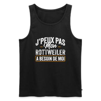 J'Peux Pas Mon Rottweiler A Besoin De Moi - Débardeur bio Premium Homme - noir - Devant - Michal (187cm)