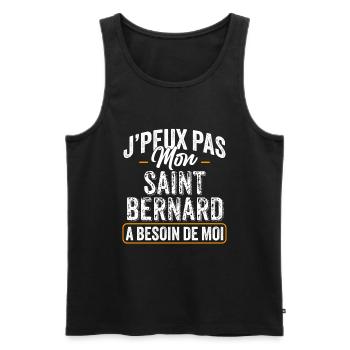 J'Peux Pas Mon Saint-Bernard A Besoin De Moi - Débardeur bio Premium Homme - noir - Devant - Michal (187cm)
