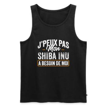 J'Peux Pas Mon Shiba Inu A Besoin De Moi - Débardeur bio Premium Homme - noir - Devant - Michal (187cm)