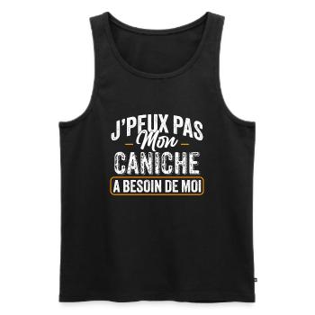 J'Peux Pas Mon Caniche A Besoin De Moi - Débardeur bio Premium Homme - noir - Devant - Michal (187cm)