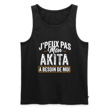 J'Peux Pas Mon Akita A Besoin De Moi - Débardeur bio Premium Homme - noir - Devant - Michal (187cm)