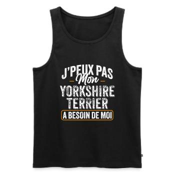 J'Peux Pas Mon Yorkshire Terrier A Besoin De Moi - Débardeur bio Premium Homme - noir - Devant - Michal (187cm)