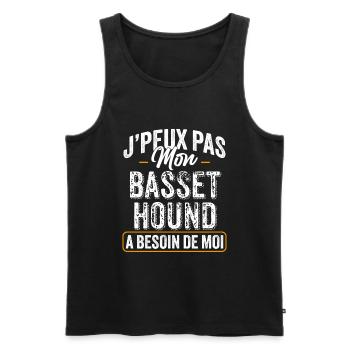 J'Peux Pas Mon Basset Hound A Besoin De Moi - Débardeur bio Premium Homme - noir - Devant - Michal (187cm)