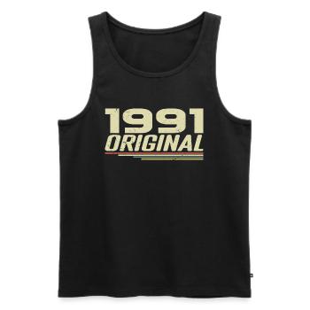 Né en 1991 Vintage 1991 Anniversaire Rétro 1991 - Débardeur bio Premium Homme - noir - Devant - Michal (187cm)