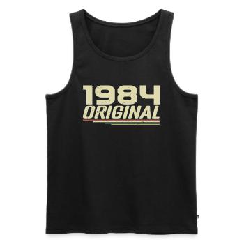 Né en 1984 Vintage 1984 Anniversaire Rétro 1984 - Débardeur bio Premium Homme - noir - Devant - Michal (187cm)