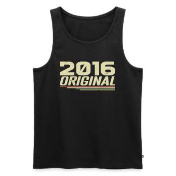 Né en 2016 Vintage 2016 Anniversaire Rétro 2016 - Débardeur bio Premium Homme - noir - Devant - AI Model Male 178 light (178cm)