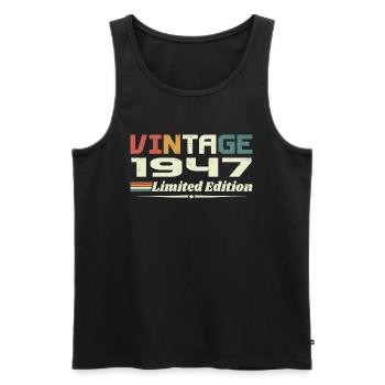 Jahrgang 1947 Geschenk 1947 Geburtstag 1947 Retro - Männer Premium Bio Tank Top - Schwarz - Vorne - Michal (187cm)