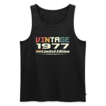 Jahrgang 1977 Geschenk 1977 Geburtstag 1977 Retro - Männer Premium Bio Tank Top - Schwarz - Vorne - AI Model Male 178 light (178cm)