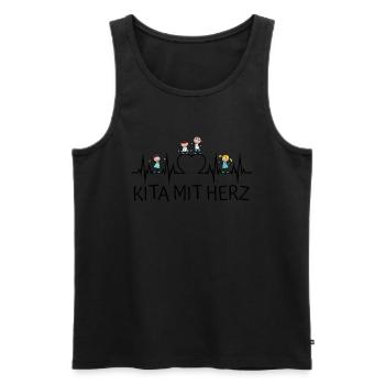 Kita mit Herz - Männer Premium Bio Tank Top - Schwarz - Vorne - AI Model Male 178 light (178cm)