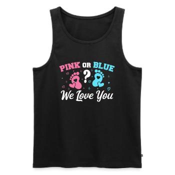 Pink oder Blau Wir lieben dich - Gender Reveal - Männer Premium Bio Tank Top - Schwarz - Vorne - AI Model Male 178 light (178cm)