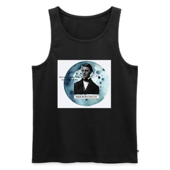 Profondeur de la vie – Citation de Ralph Waldo Emerson - Débardeur bio Premium Homme - noir - Devant - Michal (187cm)