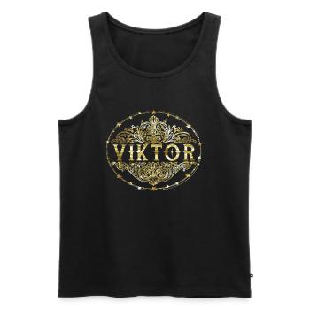 Viktor - Männer Premium Bio Tank Top - Schwarz - Vorne - Michal (187cm)