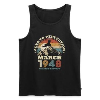 75th birthday - March 1948 - 75 years old - Men's Premium Organic Tank Top - black - Front - Michal (187cm)