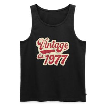 Jahrgang Est 1977 - Männer Premium Bio Tank Top - Schwarz - Vorne - AI Model Male 178 light (178cm)