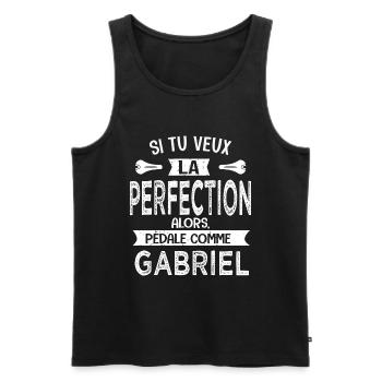 Gabriel si tu veux la perfection à vélo cycliste - Débardeur bio Premium Homme - noir - Devant - Michal (187cm)