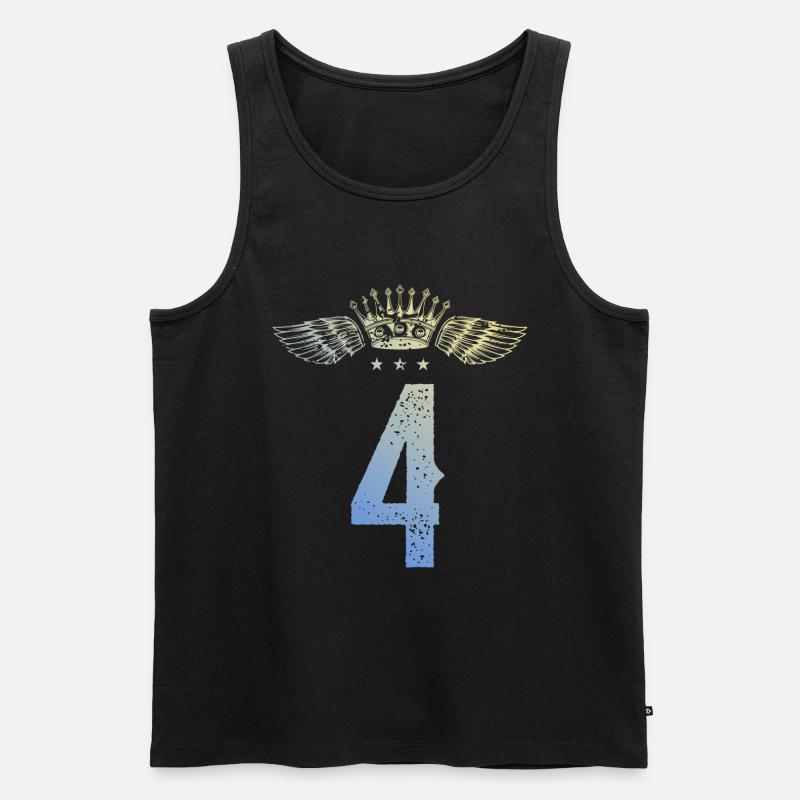 4 Zahl Krone - Männer Premium Bio Tank Top - Schwarz
