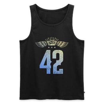 42 Number crown - Men's Premium Organic Tank Top - black - Front - Michal (187cm)