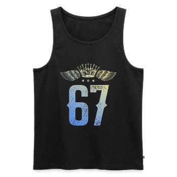 67 Zahl Krone - Männer Premium Bio Tank Top - Schwarz - Vorne - Michal (187cm)