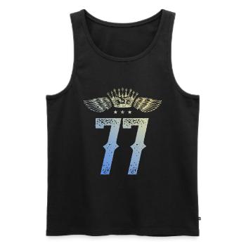 77 Zahl Krone - Männer Premium Bio Tank Top - Schwarz - Vorne - Michal (187cm)