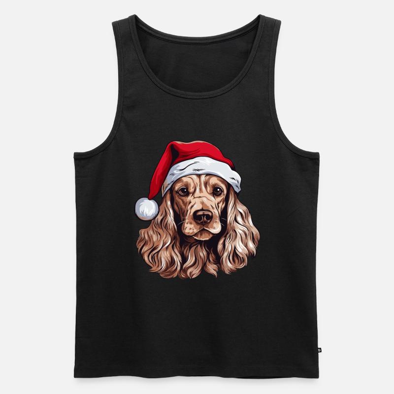 Cocker Spaniel Hund Weihnachten Kopf - Männer Premium Bio Tank Top - Schwarz