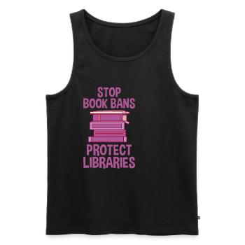 Stop aux interdictions de livres protège les bibliothèques 2 - Débardeur bio Premium Homme - noir - Devant - AI Model Male 178 light (178cm)