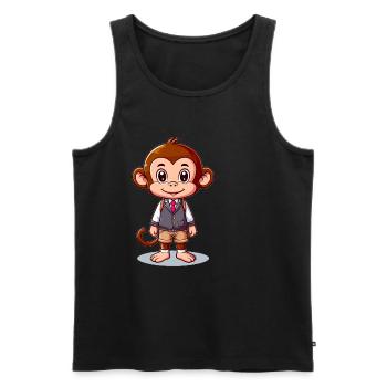 Singe écolier mignon - Débardeur bio Premium Homme - noir - Devant - AI Model Male 178 light (178cm)