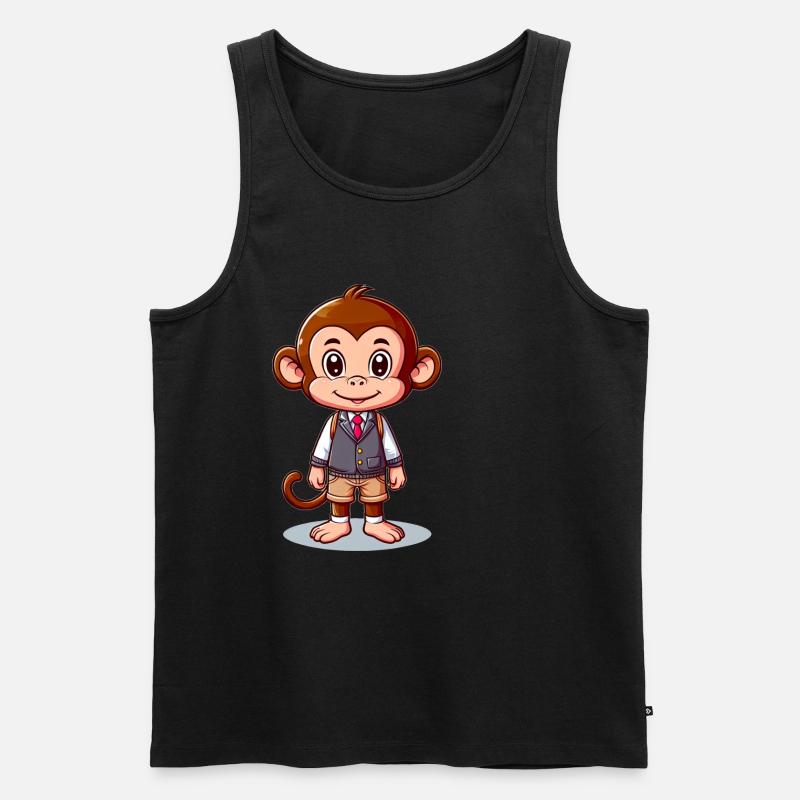 Cute Schoolboy Monkey - Männer Premium Bio Tank Top - Schwarz