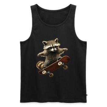 Raccoon Skateboard - Débardeur bio Premium Homme - noir - Devant - Michal (187cm)