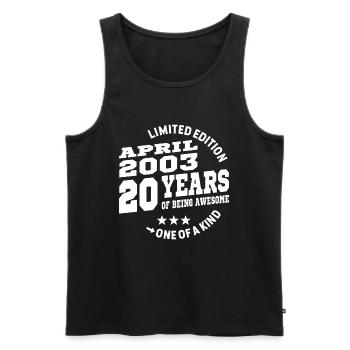 20 Jahre alt - Genial seit April 2003 - Männer Premium Bio Tank Top - Schwarz - Vorne - Michal (187cm)