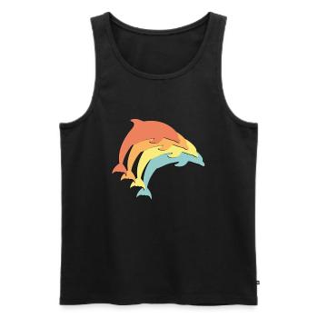 Delfine Delfin Dolphin - Männer Premium Bio Tank Top - Schwarz - Vorne - Michal (187cm)
