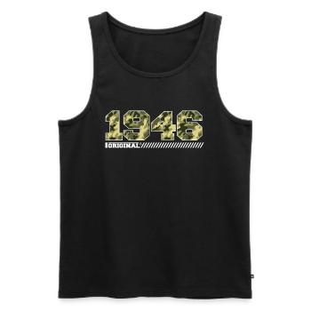 1946 Cadeau Anniversaire Vintage 1946 Armée - Débardeur bio Premium Homme - noir - Devant - Michal (187cm)