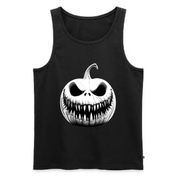 HAPPY HALLOWEEN MOTIF WITH HORROR PUMPKIN - Men's Premium Organic Tank Top - black - Front - Michal (187cm)
