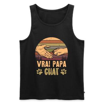 vrai papa chat - Débardeur bio Premium Homme - noir - Devant - Michal (187cm)