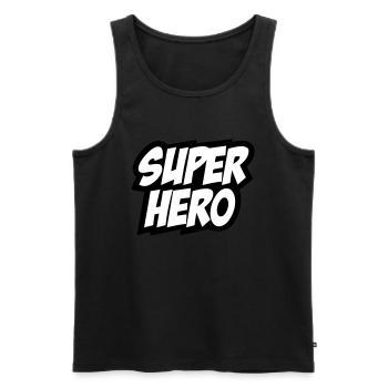 Superhero, Comic, Hero, Super, Boss, Quotes - Men's Premium Organic Tank Top - black - Front - AI Model Male 178 light (178cm)