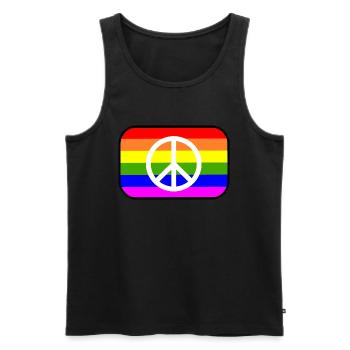 Peace zeichen auf LGBT Regenbogen flagge - Männer Premium Bio Tank Top - Schwarz - Vorne - Michal (187cm)