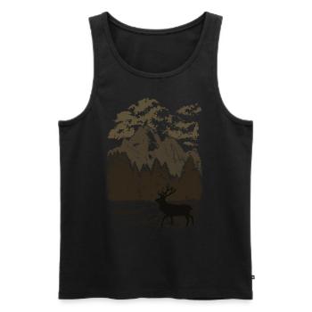 Bergwald und Rothirsch (Braun) - Männer Premium Bio Tank Top - Schwarz - Vorne - AI Model Male 178 light (178cm)