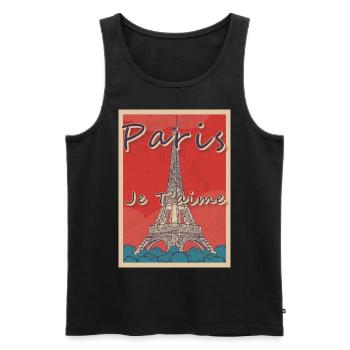 Tour Eiffel Paris Bike Love Flower de France - Débardeur bio Premium Homme - noir - Devant - Michal (187cm)
