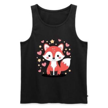 Kawaii Fuchs mit herzen und Sternen - Männer Premium Bio Tank Top - Schwarz - Vorne - Michal (187cm)