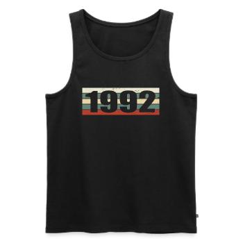 1992 Jahrgang 1992 Geschenk 1992 Geburtstag 1992 - Männer Premium Bio Tank Top - Schwarz - Vorne - Michal (187cm)
