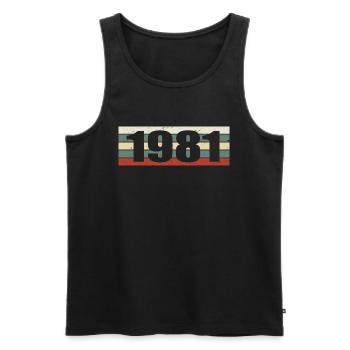 1981 Jahrgang 1981 Geschenk 1981 Geburtstag 1981 - Männer Premium Bio Tank Top - Schwarz - Vorne - AI Model Male 178 light (178cm)