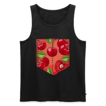Fruits d’été Cadeau Sac Coffre Cerises - Débardeur bio Premium Homme - noir - Devant - Michal (187cm)