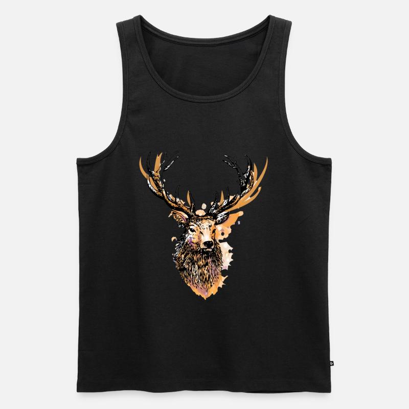 Grosser stolzer Hirsch - Männer Premium Bio Tank Top - Schwarz