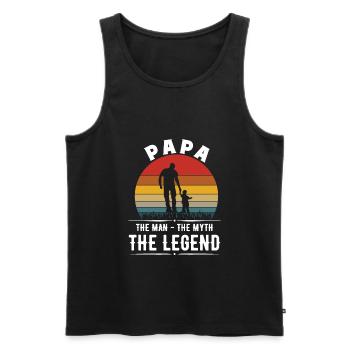 Papa Man Mythos Legende - Männer Premium Bio Tank Top - Schwarz - Vorne - AI Model Male 178 light (178cm)