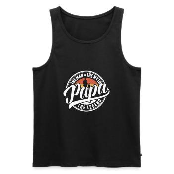 Légende du mythe de Papa Man - Débardeur bio Premium Homme - noir - Devant - AI Model Male 178 light (178cm)