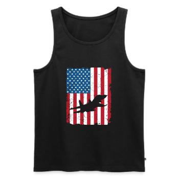 American Flag USA Airplane Jet Fighter 4th of July - Men's Premium Organic Tank Top - black - Front - AI Model Male 178 light (178cm)