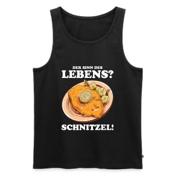 Schnitzel Essen ist der Sinn des Lebens - Männer Premium Bio Tank Top - Schwarz - Vorne - Michal (187cm)