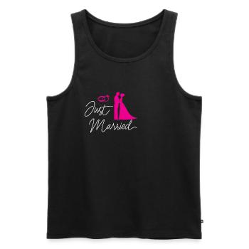 Just Married Marriage Bride Wedding JGA Gift - Men's Premium Organic Tank Top - black - Front - AI Model Male 178 light (178cm)