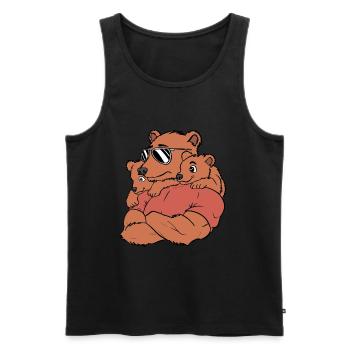 Papa Ours Et Ses Oursons Cadeau Papa Et Enfants - Débardeur bio Premium Homme - noir - Devant - Michal (187cm)