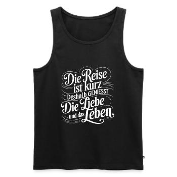Das Leben ist eine kurze Reise - nutze die Zeit - Männer Premium Bio Tank Top - Schwarz - Vorne - Michal (187cm)