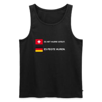 Deutschland Schweiz Wortspiel Witz Spruch lustig - Männer Premium Bio Tank Top - Schwarz - Vorne - Michal (187cm)